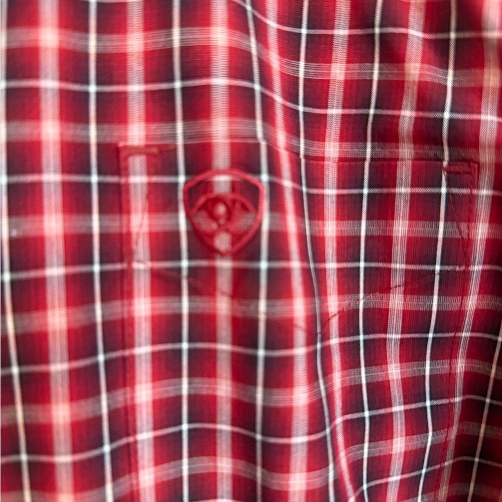 Ariat Boys Red Back White plaid Shirt 14-16